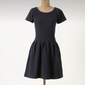 Ganni Fit & Flare Basket Weave Ponte Dress